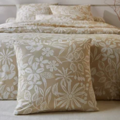Fantasie Bedlinnen|Vlak Laken<Blancheporte Bedlinnen Céline, in katoen met bloemenprint zandkleur
