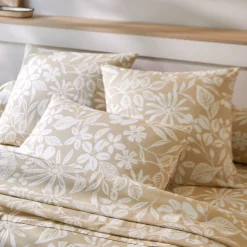Fantasie Bedlinnen|Vlak Laken<Blancheporte Bedlinnen Céline, in katoen met bloemenprint zandkleur