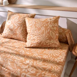 Fantasie Bedlinnen|Vlak Laken<Blancheporte Bedlinnen Céline, in katoen met bloemenprint karamel