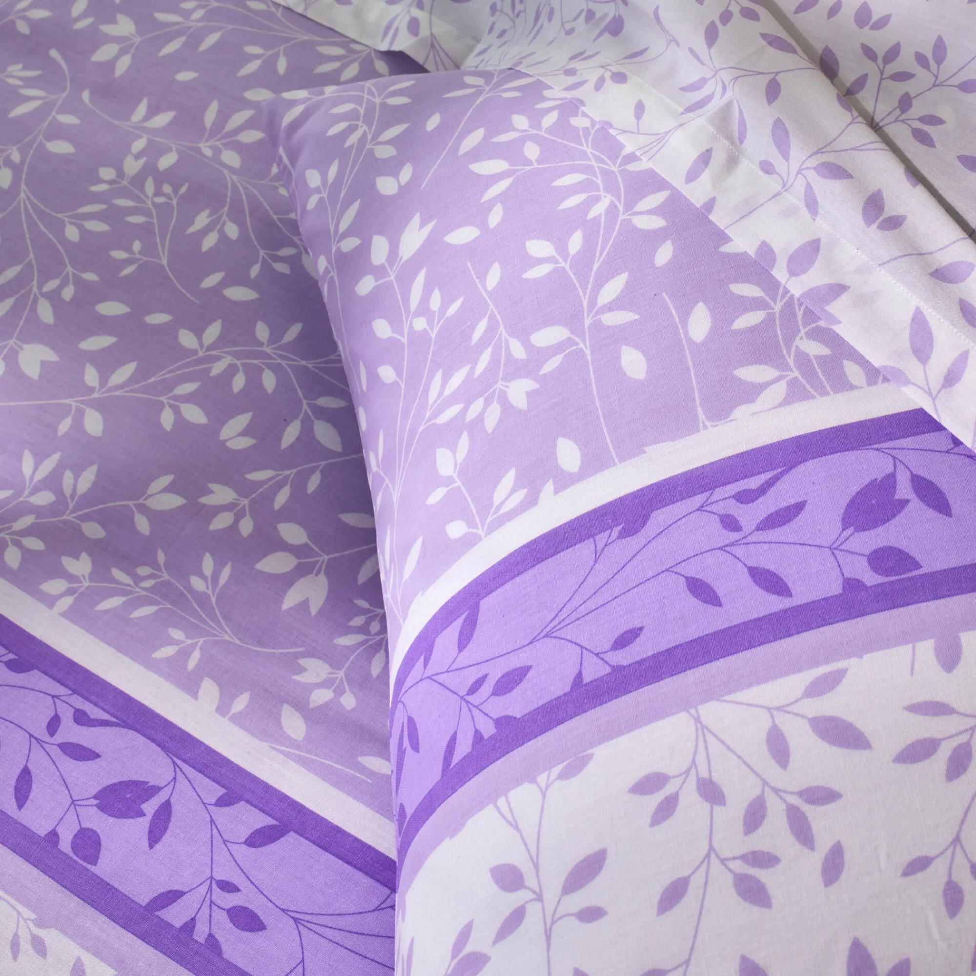 Fantasie Bedlinnen|Vlak Laken<Blancheporte Bedlinnen Constance met bladerenprint, in katoen parma