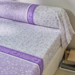 Fantasie Bedlinnen|Vlak Laken<Blancheporte Bedlinnen Constance met bladerenprint, in katoen parma
