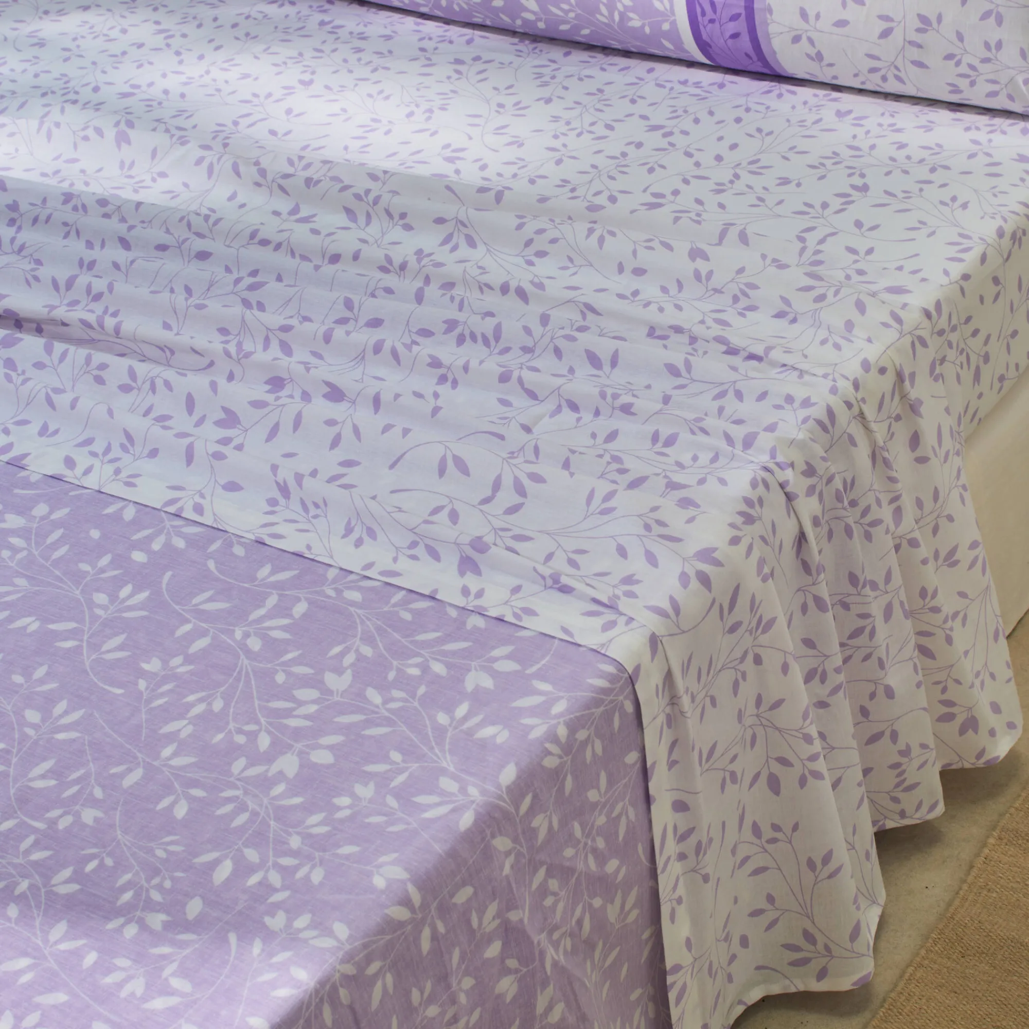 Fantasie Bedlinnen|Vlak Laken<Blancheporte Bedlinnen Constance met bladerenprint, in katoen parma