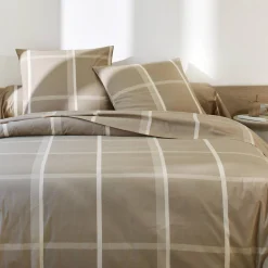 Fantasie Bedlinnen|Vlak Laken<Blancheporte Bedlinnen César, in katoen met ruitjesprint beige
