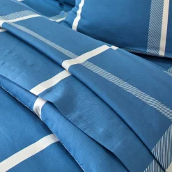 Fantasie Bedlinnen|Vlak Laken<Blancheporte Bedlinnen César, in katoen met ruitjesprint blauw