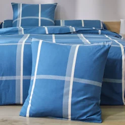 Fantasie Bedlinnen|Vlak Laken<Blancheporte Bedlinnen César, in katoen met ruitjesprint blauw