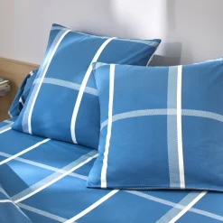 Fantasie Bedlinnen|Vlak Laken<Blancheporte Bedlinnen César, in katoen met ruitjesprint blauw