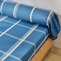 Fantasie Bedlinnen|Vlak Laken<Blancheporte Bedlinnen César, in katoen met ruitjesprint blauw