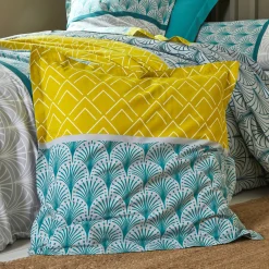 Fantasie Bedlinnen|Vlak Laken<Colombine Bedlinnen Eddy in katoen met grafische motieven groen