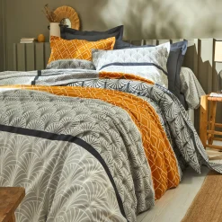 Fantasie Bedlinnen|Vlak Laken<Colombine Bedlinnen Eddy in katoen met grafische motieven karamel