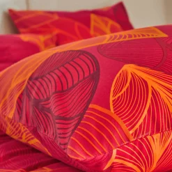 Fantasie Bedlinnen|Vlak Laken<Blancheporte Bedlinnen Elsa in polykatoen met bladerenmotief rood