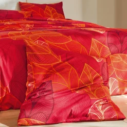 Fantasie Bedlinnen|Vlak Laken<Blancheporte Bedlinnen Elsa in polykatoen met bladerenmotief rood
