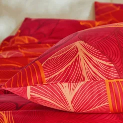 Fantasie Bedlinnen|Vlak Laken<Blancheporte Bedlinnen Elsa in polykatoen met bladerenmotief rood