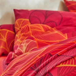 Fantasie Bedlinnen|Vlak Laken<Blancheporte Bedlinnen Elsa in polykatoen met bladerenmotief rood