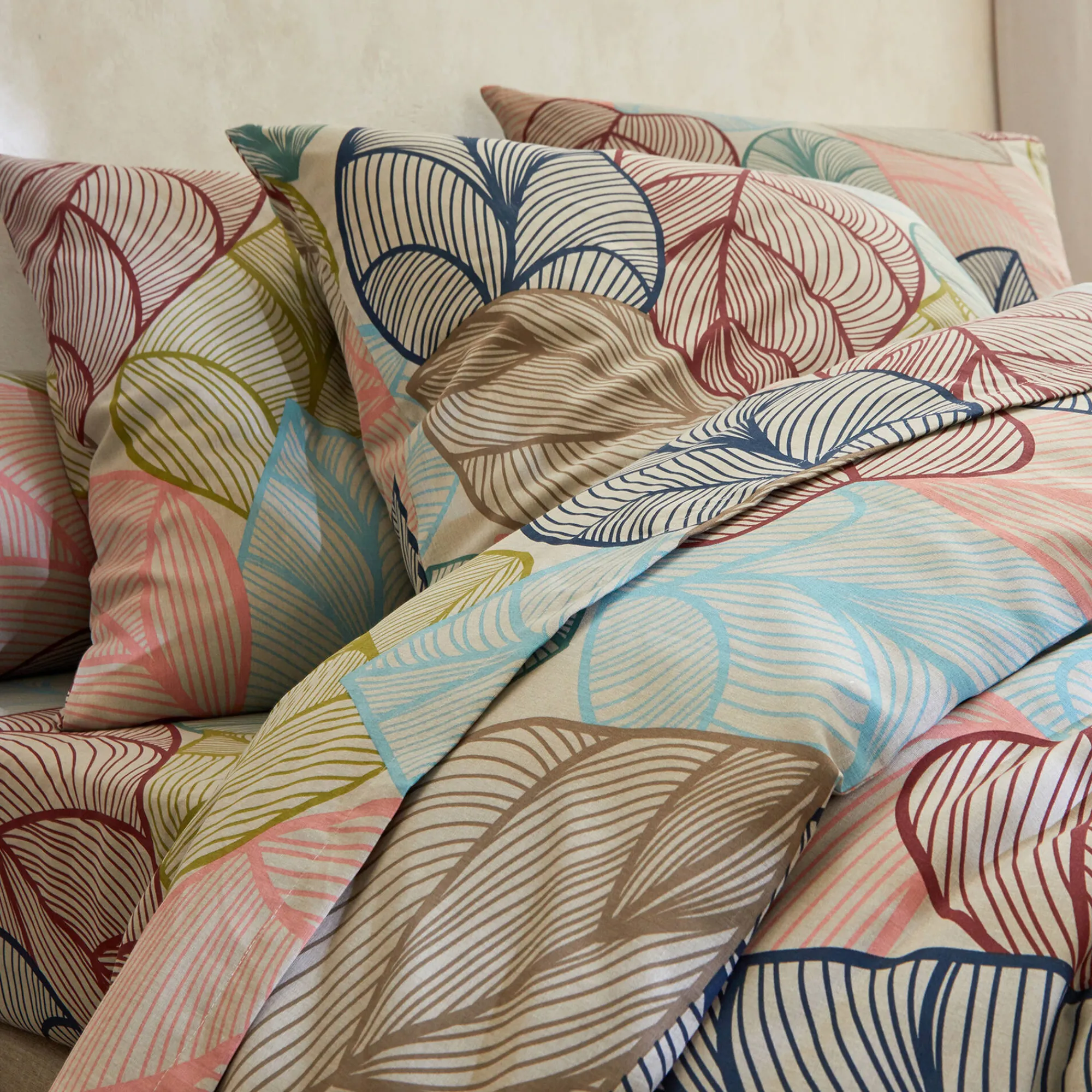Fantasie Bedlinnen|Vlak Laken<Blancheporte Bedlinnen Elsa in polykatoen met bladerenmotief beige