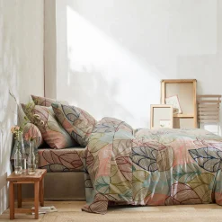 Fantasie Bedlinnen|Vlak Laken<Blancheporte Bedlinnen Elsa in polykatoen met bladerenmotief beige