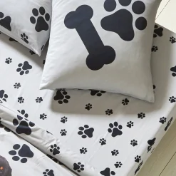 Fantasie Bedlinnen|Dekbedovertrek<Blancheporte Bedlinnen Fièles in katoen met puppyprint grijs