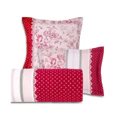 Fantasie Bedlinnen|Vlak Laken<Colombine Bedlinnen Gabrielle in flanel met bloemenprint en kant rood