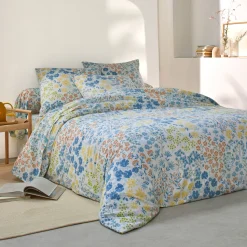 Fantasie Bedlinnen|Vlak Laken<Blancheporte Bedlinnen Garance in bedrukt katoen blauw