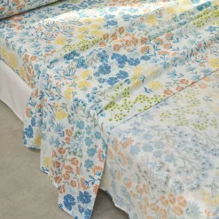 Fantasie Bedlinnen|Vlak Laken<Blancheporte Bedlinnen Garance in bedrukt katoen blauw