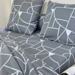 Fantasie Bedlinnen|Vlak Laken<Blancheporte Bedlinnen Geoffroy in katoen met grafische motieven grijs