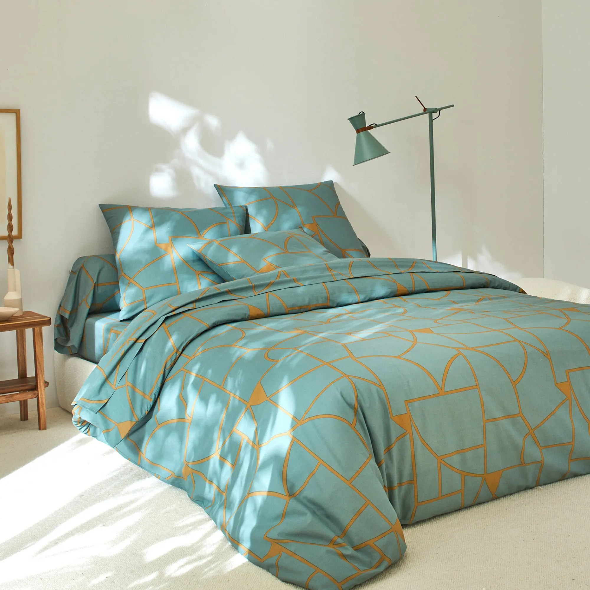 Fantasie Bedlinnen|Vlak Laken<Blancheporte Bedlinnen Geoffroy in katoen met grafische motieven eucalyptus