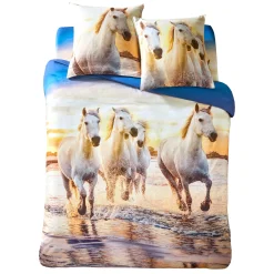 Fantasie Bedlinnen|Kussensloop<Blancheporte Bedlinnen Haras in katoen met paardenprint beige