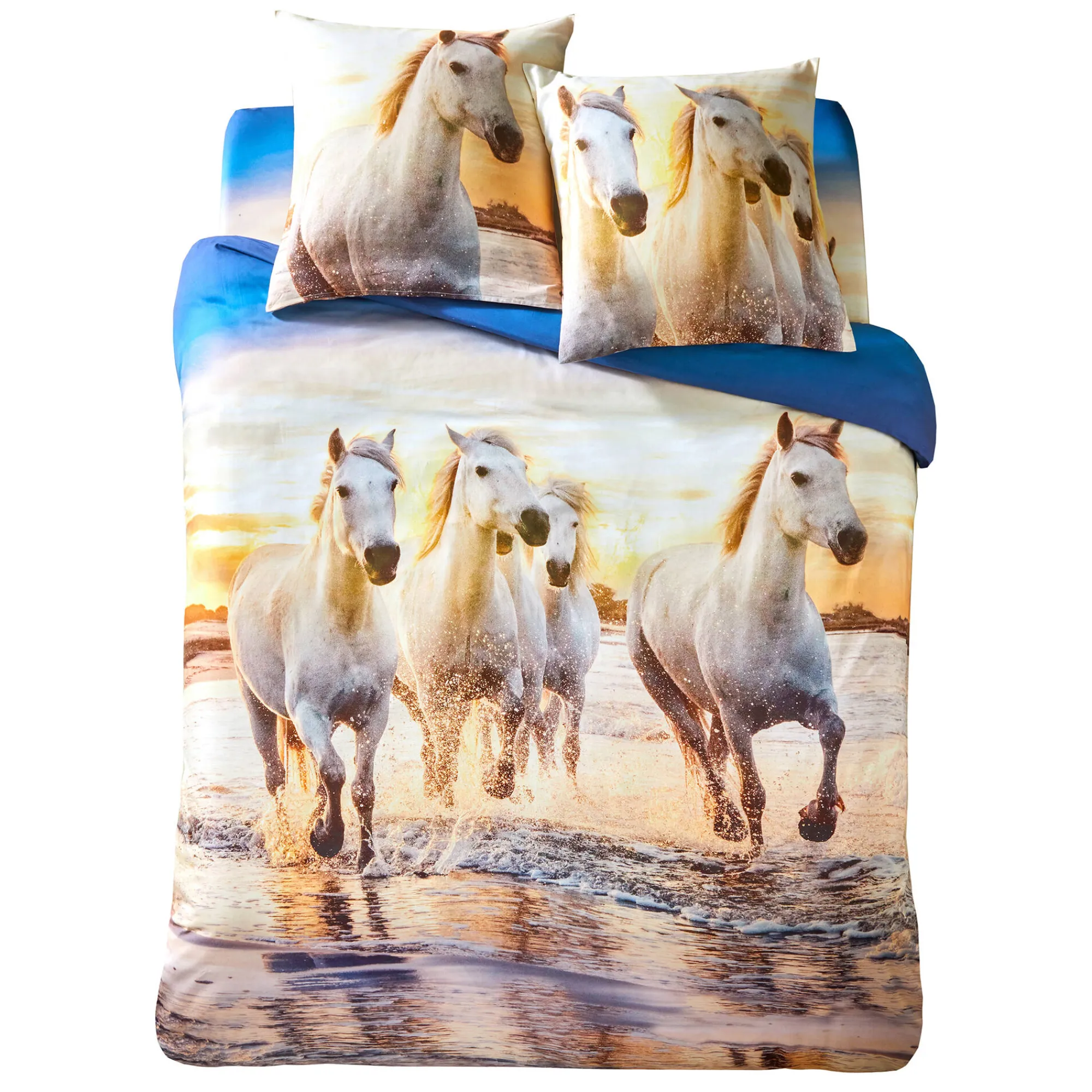 Fantasie Bedlinnen|Kussensloop<Blancheporte Bedlinnen Haras in katoen met paardenprint beige