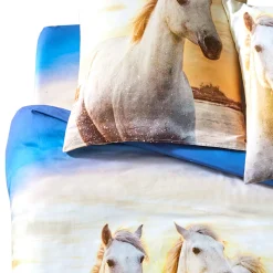 Fantasie Bedlinnen|Kussensloop<Blancheporte Bedlinnen Haras in katoen met paardenprint beige