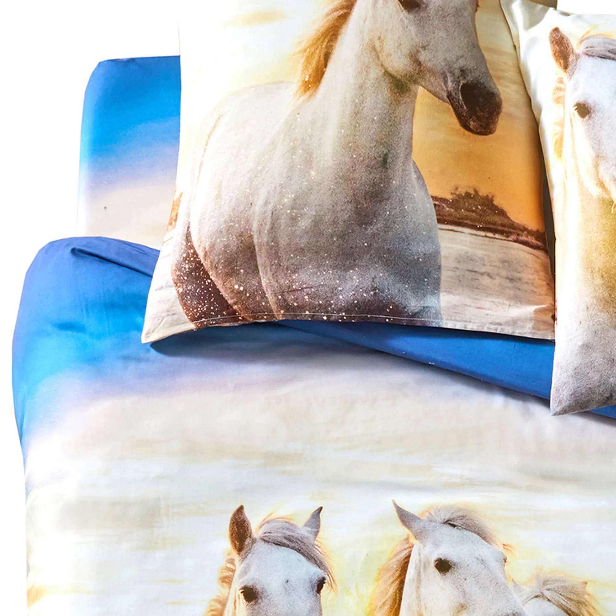Fantasie Bedlinnen|Kussensloop<Blancheporte Bedlinnen Haras in katoen met paardenprint beige