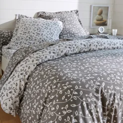 Fantasie Bedlinnen|Vlak Laken<Blancheporte Bedlinnen Héritage in flanel met krulmotieven<br> grijs