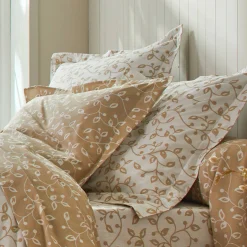 Fantasie Bedlinnen|Vlak Laken<Blancheporte Bedlinnen Héritage in flanel met krulmotieven<br> wit / beige