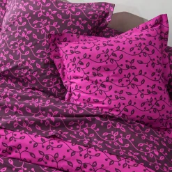 Fantasie Bedlinnen|Vlak Laken<Blancheporte Bedlinnen Héritage in katoen met krulmotieven fuchsia / pruim