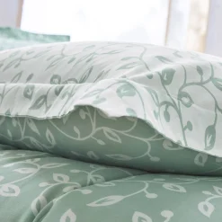 Fantasie Bedlinnen|Vlak Laken<Blancheporte Bedlinnen Héritage in katoen met krulmotieven groen / wit