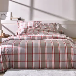 Fantasie Bedlinnen|Vlak Laken<Colombine Bedlinnen in flanel Scott, ingeweven motieven beige