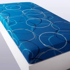 Fantasie Bedlinnen|Vlak Laken<Blancheporte Bedlinnen in polyester-katoen Noémie met cirkelprint blauw