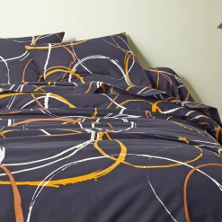 Fantasie Bedlinnen|Vlak Laken<Blancheporte Bedlinnen in polyester-katoen Noémie met cirkelprint antraciet