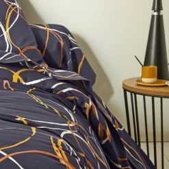 Fantasie Bedlinnen|Vlak Laken<Blancheporte Bedlinnen in polyester-katoen Noémie met cirkelprint antraciet