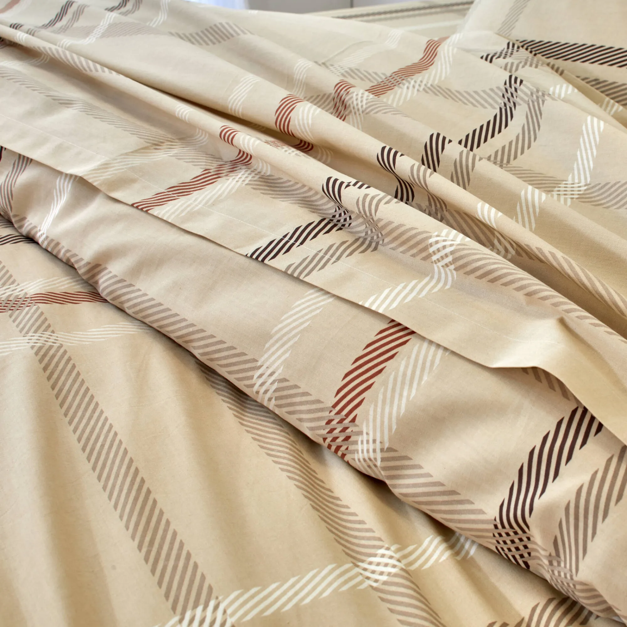 Fantasie Bedlinnen|Vlak Laken<Blancheporte Bedlinnen Karl met ruitprint, in flanel beige