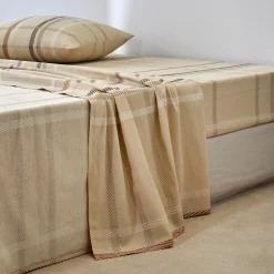 Fantasie Bedlinnen|Vlak Laken<Blancheporte Bedlinnen Karl met ruitprint, in flanel beige