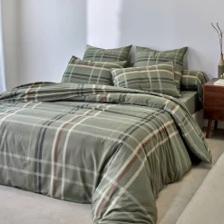 Fantasie Bedlinnen|Vlak Laken<Blancheporte Bedlinnen Karl met ruitprint, in flanel groen