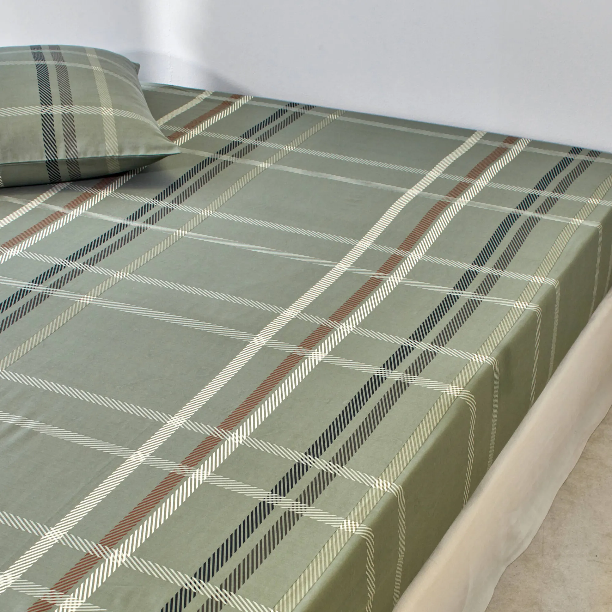 Fantasie Bedlinnen|Vlak Laken<Blancheporte Bedlinnen Karl met ruitprint, in flanel groen