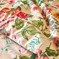 Fantasie Bedlinnen|Vlak Laken<Blancheporte Bedlinnen Kelly in katoen met bloemenprint beige