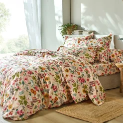 Fantasie Bedlinnen|Vlak Laken<Blancheporte Bedlinnen Kelly in katoen met bloemenprint beige