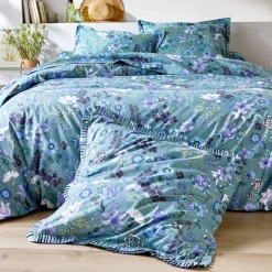 Fantasie Bedlinnen|Vlak Laken<Blancheporte Bedlinnen Kelly in katoen met bloemenprint groen