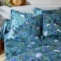 Fantasie Bedlinnen|Vlak Laken<Blancheporte Bedlinnen Kelly in katoen met bloemenprint groen