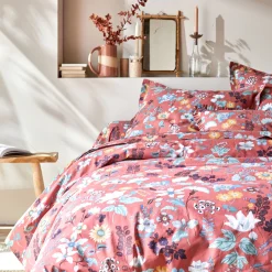 Fantasie Bedlinnen|Vlak Laken<Blancheporte Bedlinnen Kelly in katoen met bloemenprint rozenhout