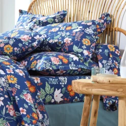 Fantasie Bedlinnen|Vlak Laken<Blancheporte Bedlinnen Kelly in katoen met bloemenprint marine