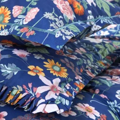 Fantasie Bedlinnen|Vlak Laken<Blancheporte Bedlinnen Kelly in katoen met bloemenprint marine
