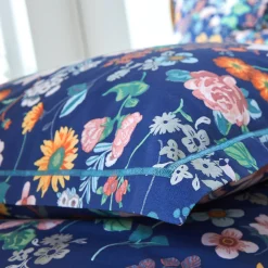 Fantasie Bedlinnen|Vlak Laken<Blancheporte Bedlinnen Kelly in katoen met bloemenprint marine