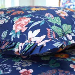 Fantasie Bedlinnen|Vlak Laken<Blancheporte Bedlinnen Kelly in katoen met bloemenprint marine